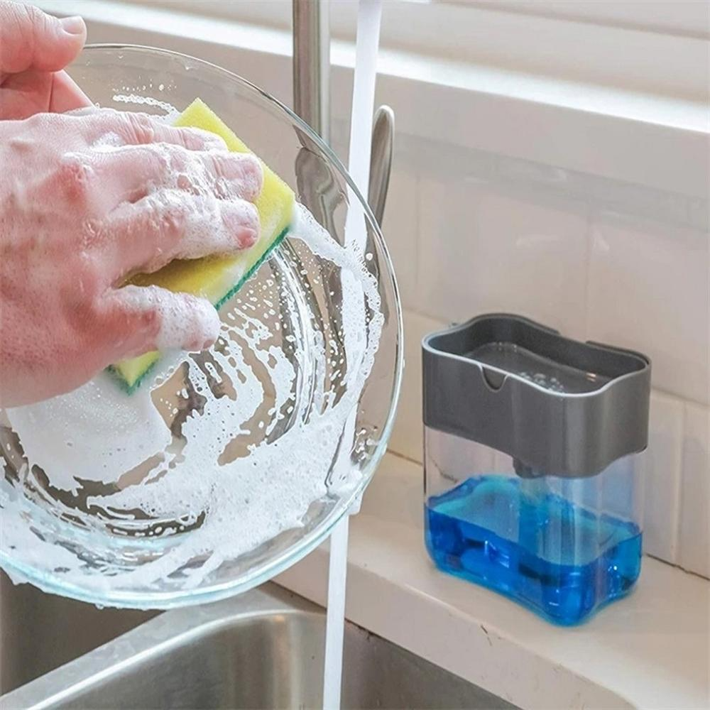 Soap Dispenser With Sponge Holder Cleaning Liquid Pump Dispenser